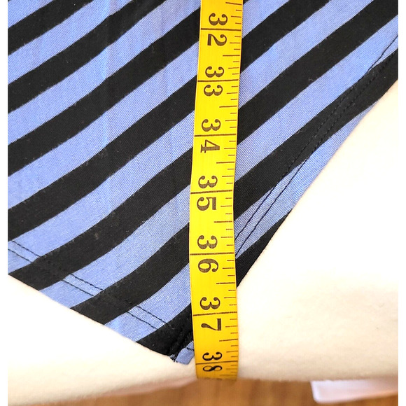 ECI NY Retro Striped Asymmetrical Hem Dress XL Stretch Blue Black 80s 90s Y2K - Picture 5 of 10